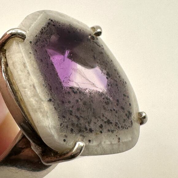 Artisan Purple Amethyst Tripache Stone Ring 925 Sterling Silver 7 3/4 Size 7.75 - Picture 10 of 14